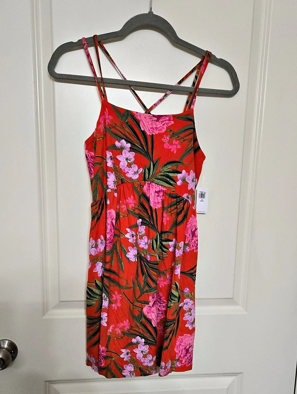 Old Navy Fit & Flare Strappy Mini Dress Red & Pink XS